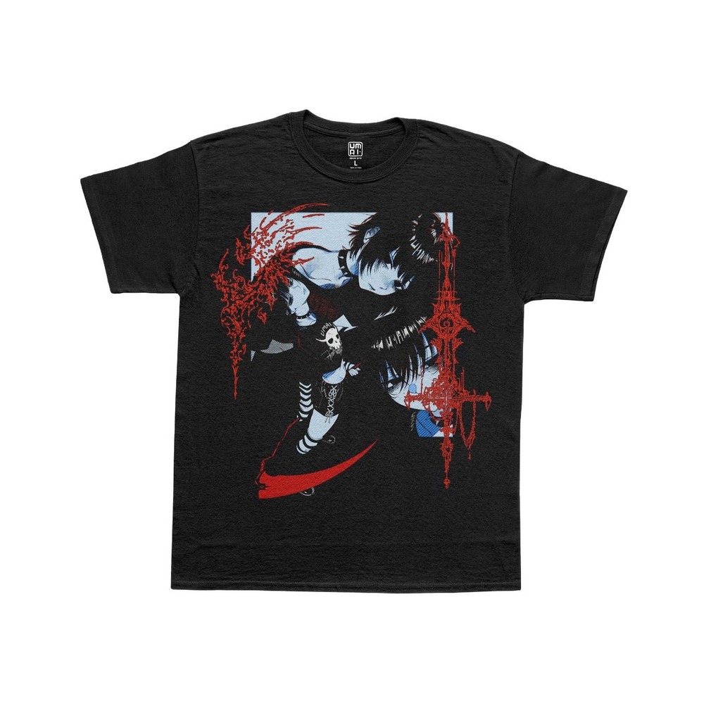 UMAI Anime Graphic T-Shirt Black Gothic Streetwear E-Boy E-Girl Manga Tee L